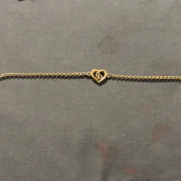 Gold Tone Christian Dior Heart Bracelet - Picture 1 of 6